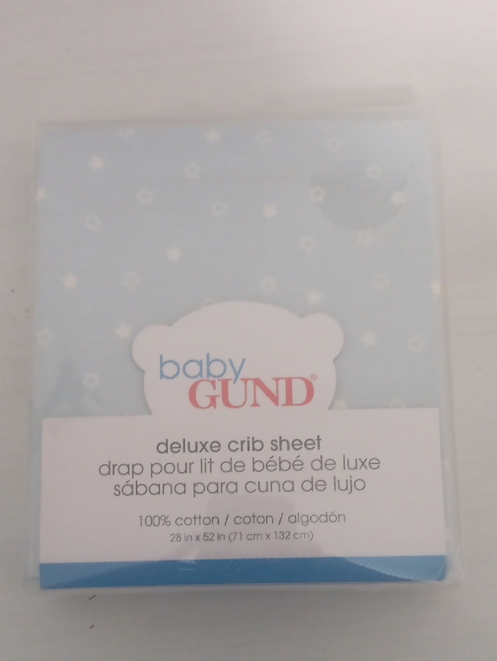 Gund Baby Deluxe Crib Sheet in Light Blue and White